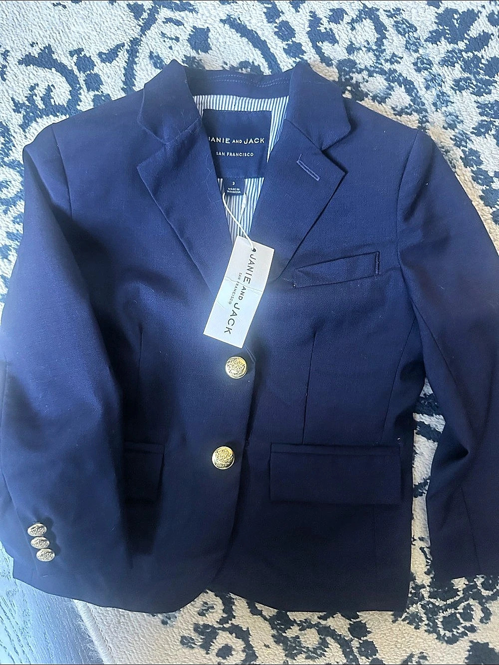 Janie and Jack The Classic Blazer Blue Size 3 NWT